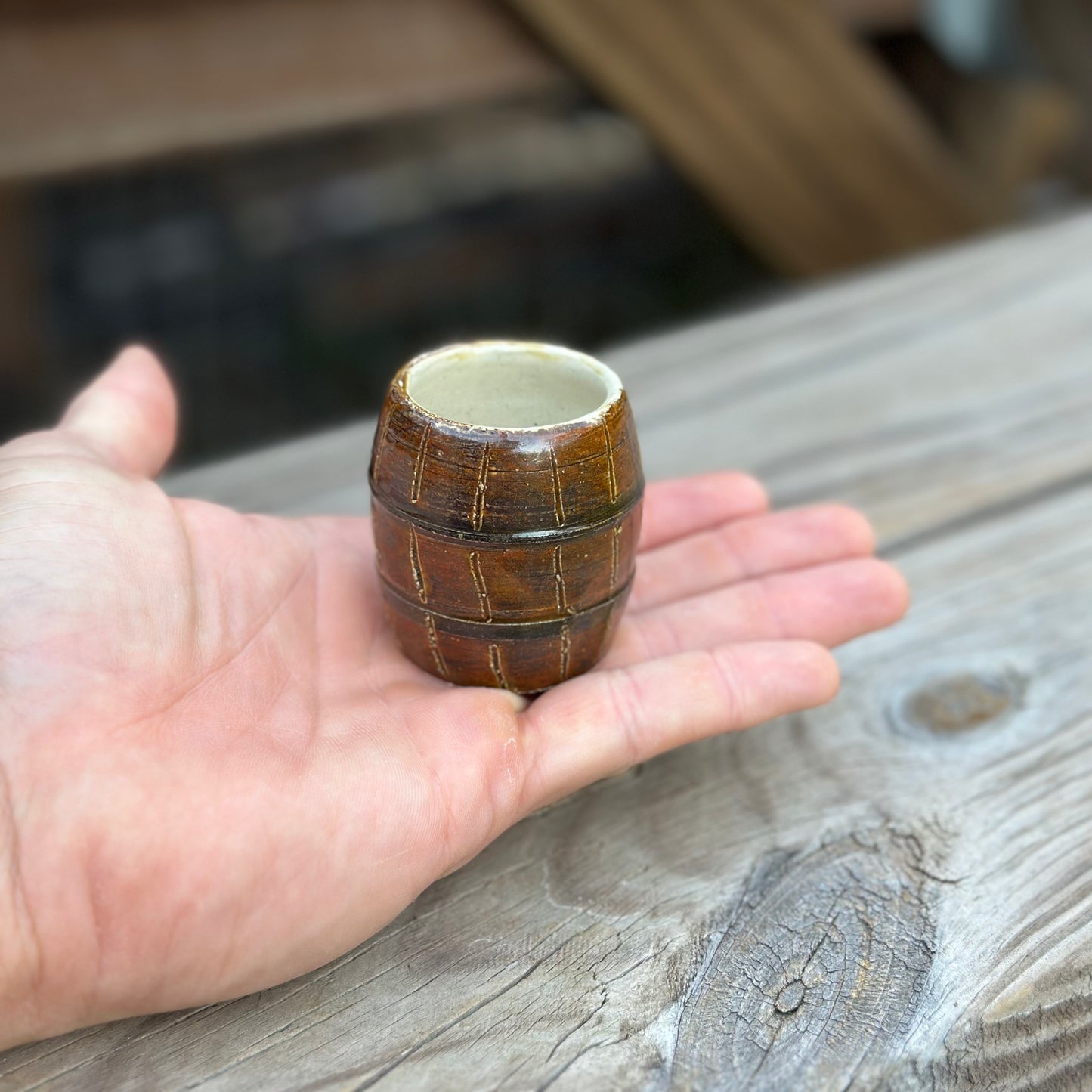 Hand made Barrel Shaped Shot Glass
